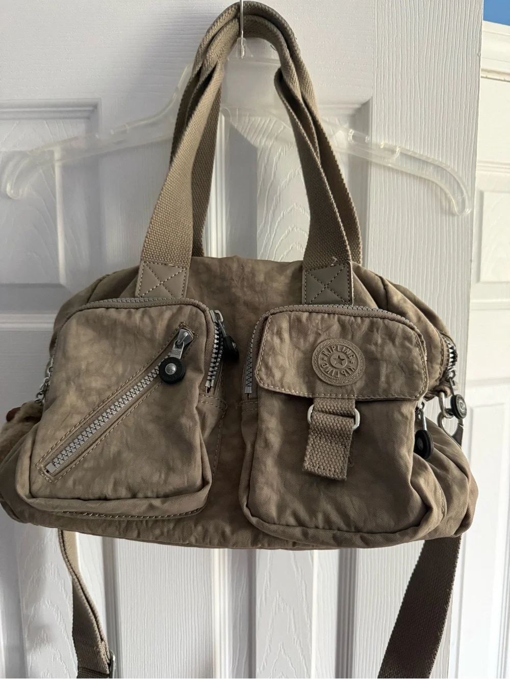 Taupe Kipling Defea Multi-Pocket Women’s Shoulder Bag